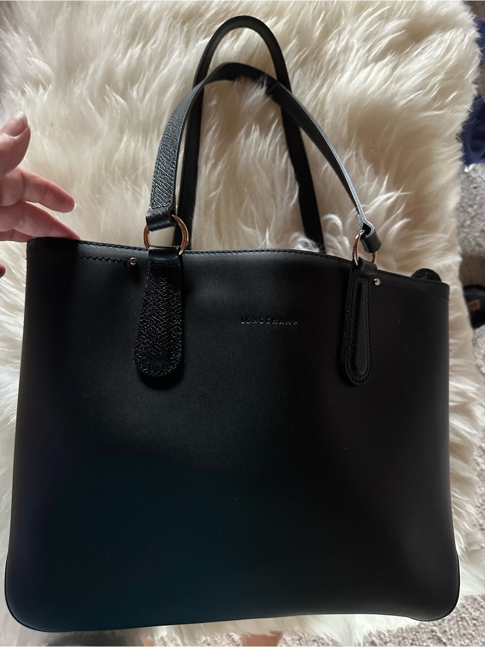 Longchamp Black Leather Tote Bag